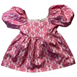 Entro Blouse Womens S Pink Floral Lace Fitted Babydoll Top Coquette Feminine